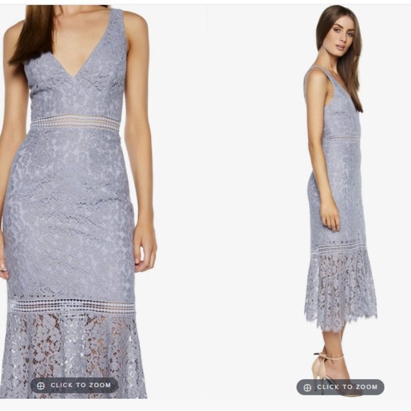 Bardot Sienna Trumpet Dress in Dusty Blue - Picture 2 of 2